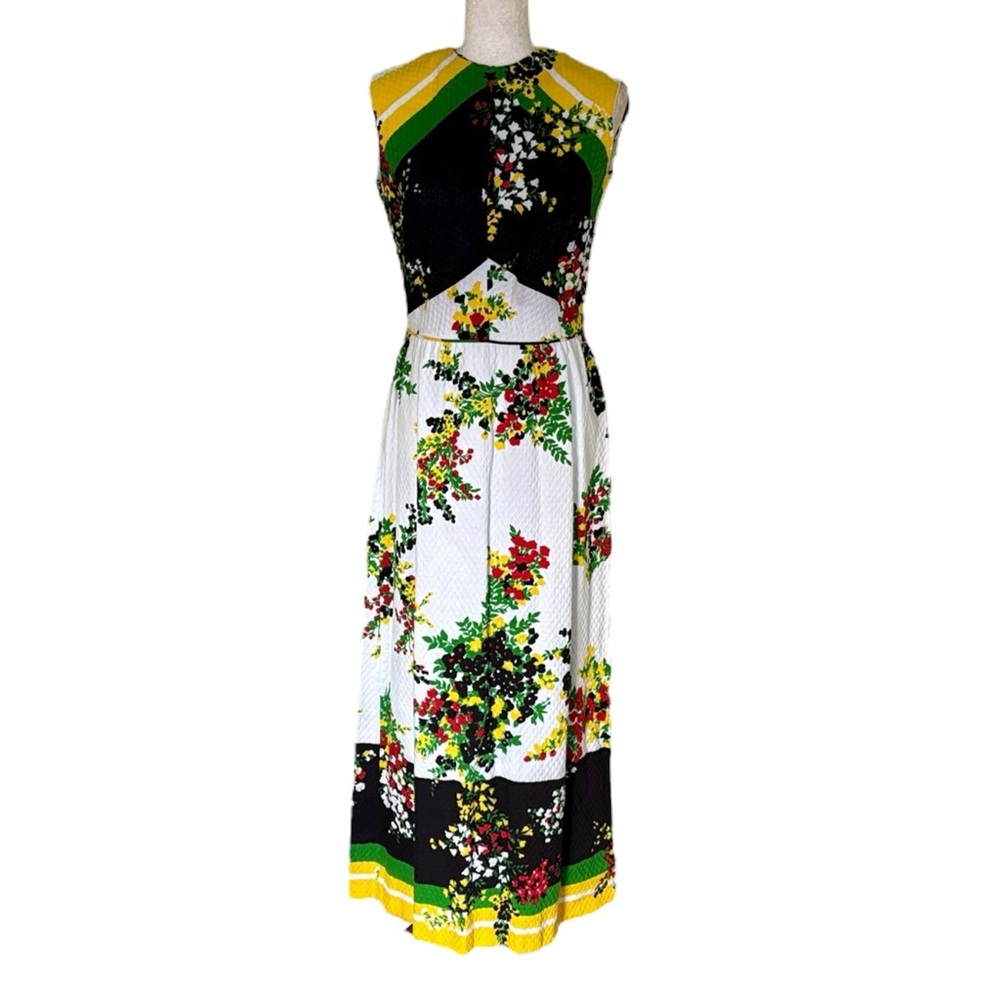 Vintage Bleeker Street 1960s 70s White Textured Floral Print Maxi Dress - M